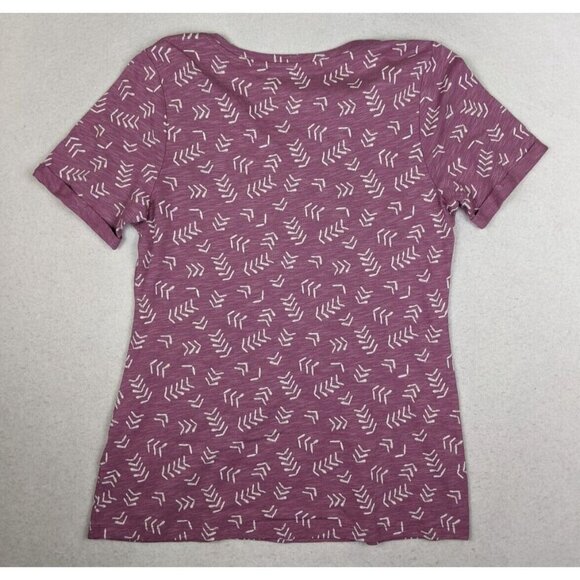 NATURALS BY D&CO - WOMEN'S PURPLE PRINT V-NECK T-SHIRT TOP - SIZE XS - Picture 5 of 6
